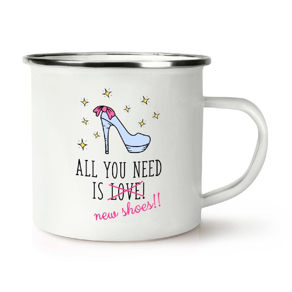 gift base All You Need Is Love New Shoes Retro Enamel Mug Cup