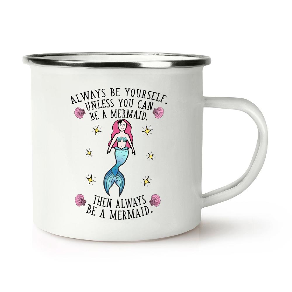 gift base Always Be Yourself Mermaid Retro Enamel Mug Cup