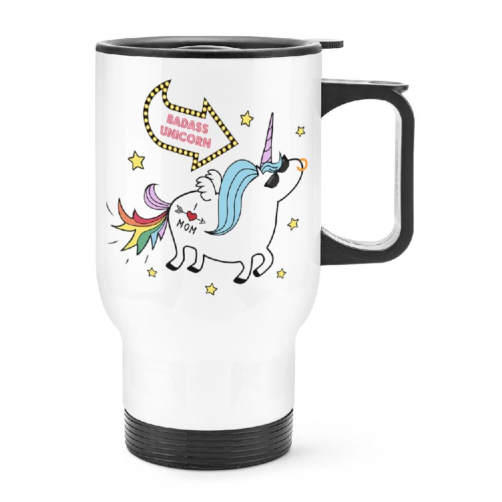 gift base Badass Unicorn Travel Mug Cup With Handle