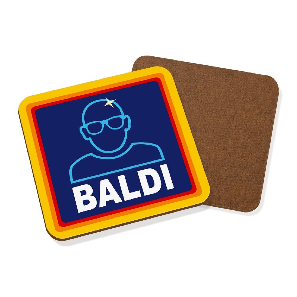 gift base Baldi Coaster Drinks Mat Bald Funny Grandad Dad Uncle Old Joke Rude Birthday OAP