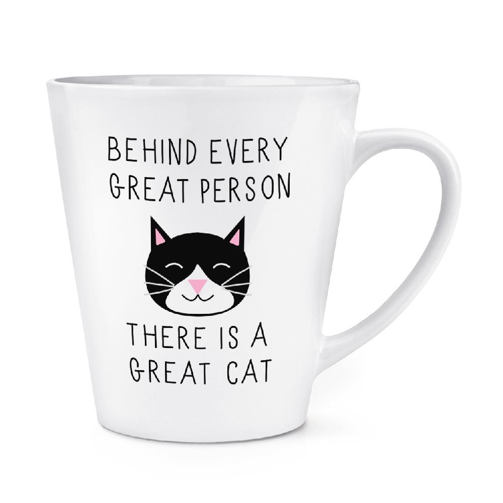 gift base Behind Every Great Person Is A Great Cat 12oz Latte Mug Cup