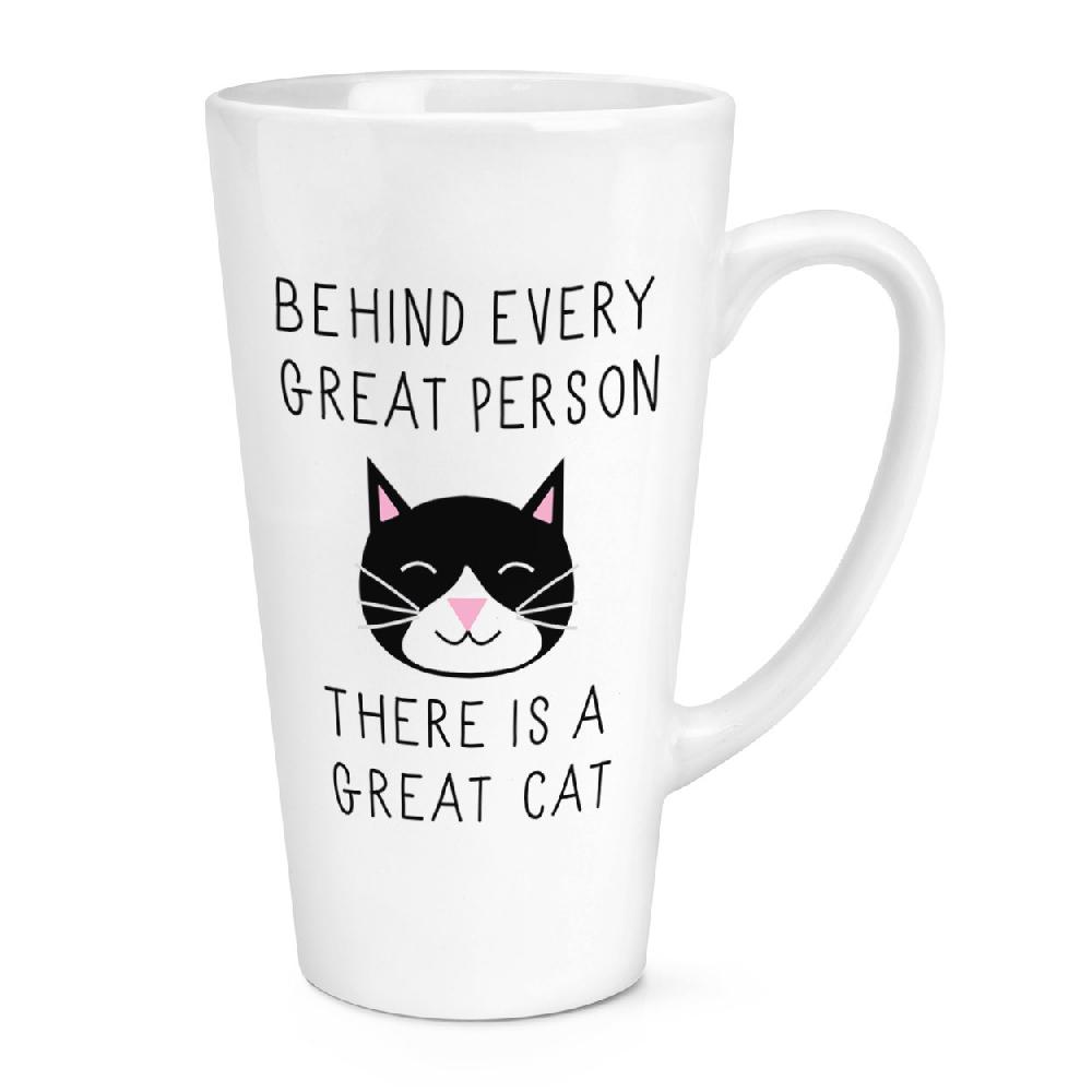 gift base Behind Every Great Person Is A Great Cat 17oz Large Latte Mug Cup