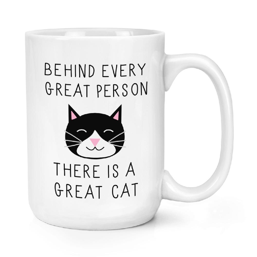 gift base Behind Every Great Person There Is A Great Cat 15oz Large Cup Mug