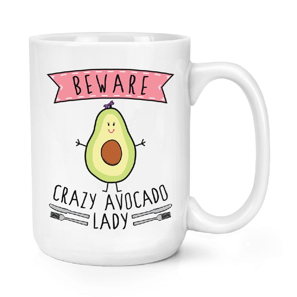 gift base Beware Crazy Avocado Lady 15oz Large Mug Cup