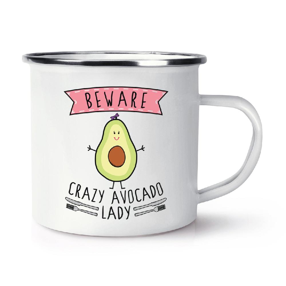 gift base Beware Crazy Avocado Lady Retro Enamel Mug Cup