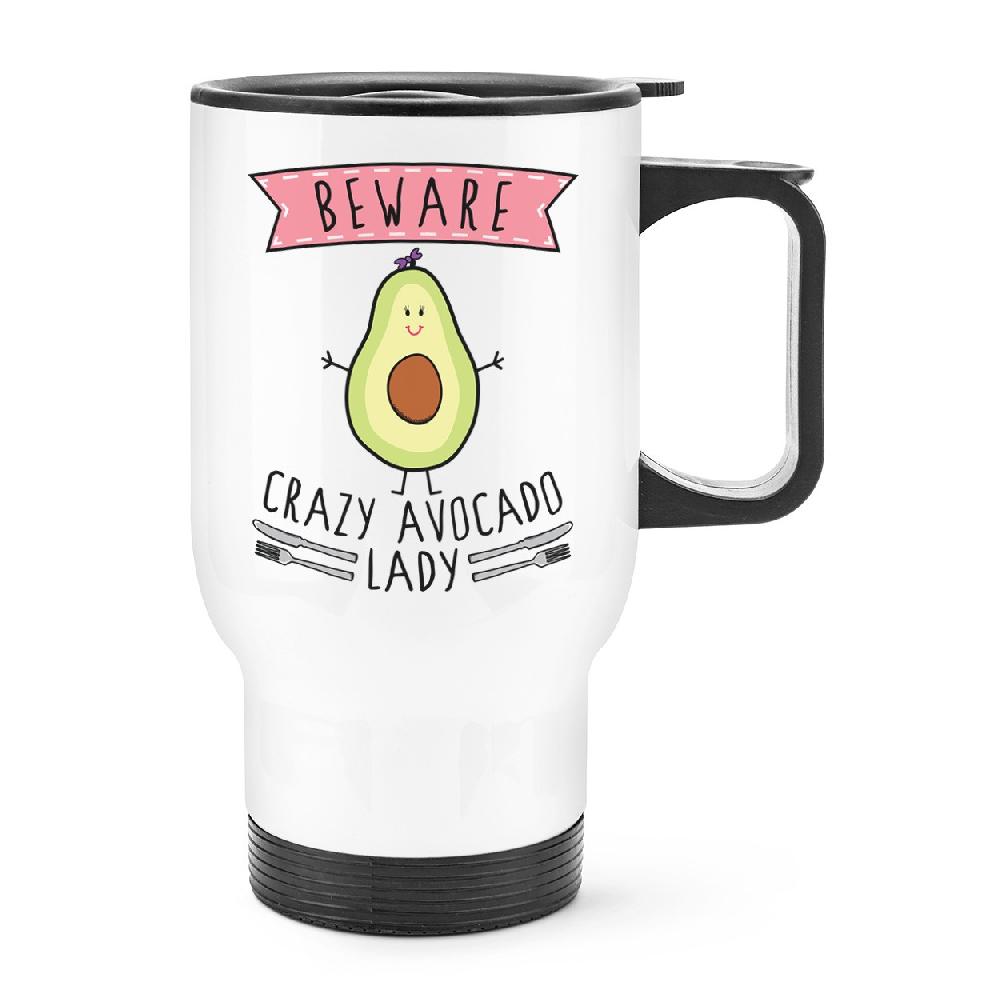 gift base Beware Crazy Avocado Lady Travel Mug Cup With Handle