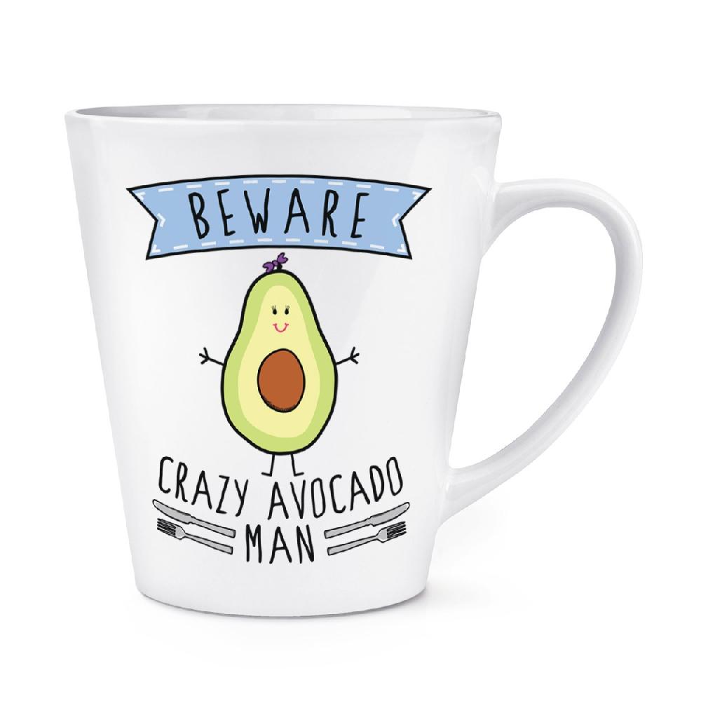 gift base Beware Crazy Avocado Man 12oz Latte Mug Cup