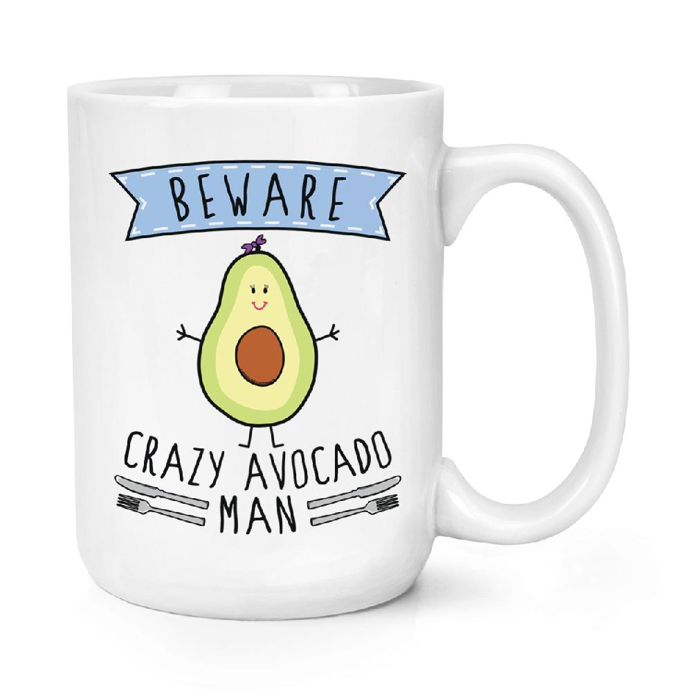 gift base Beware Crazy Avocado Man 15oz Large Mug Cup