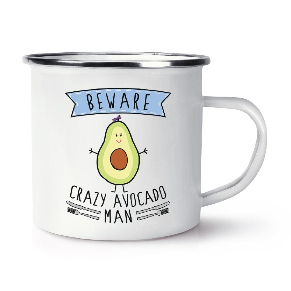 gift base Beware Crazy Avocado Man Retro Enamel Mug Cup