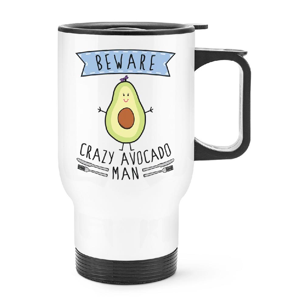gift base Beware Crazy Avocado Man Travel Mug Cup With Handle