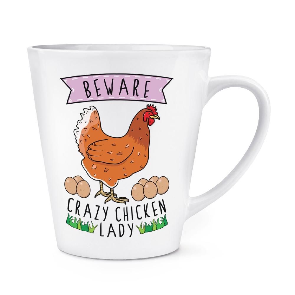 gift base Beware Crazy Chicken Lady 12oz Latte Mug Cup