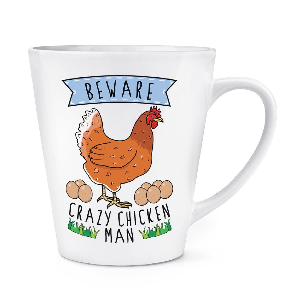 gift base Beware Crazy Chicken Man 12oz Latte Mug Cup