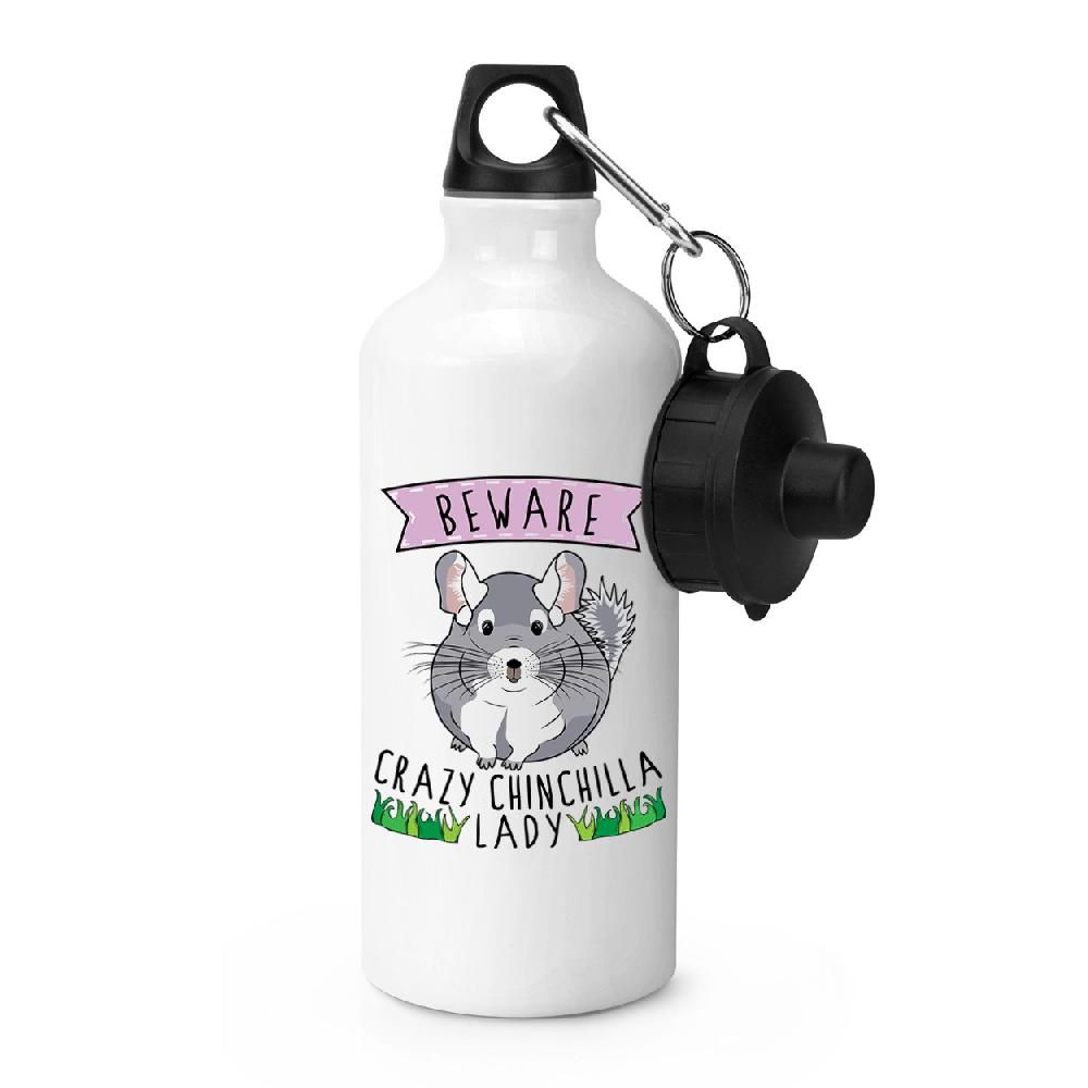 gift base Beware Crazy Chinchilla Lady Sports Bottle