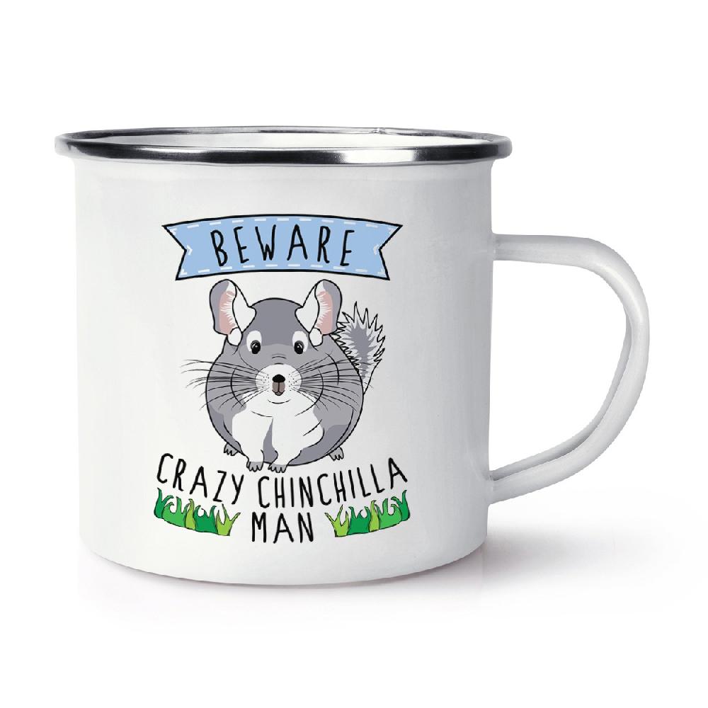 gift base Beware Crazy Chinchilla Man Retro Enamel Mug Cup