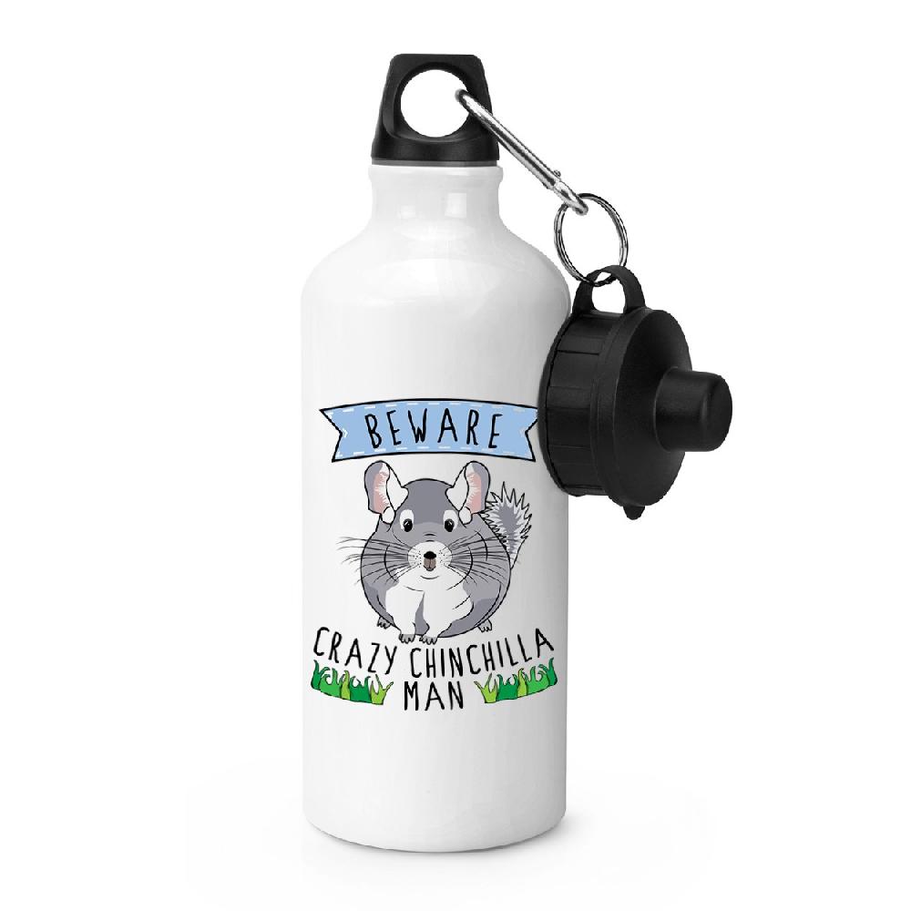 gift base Beware Crazy Chinchilla Man Sports Bottle