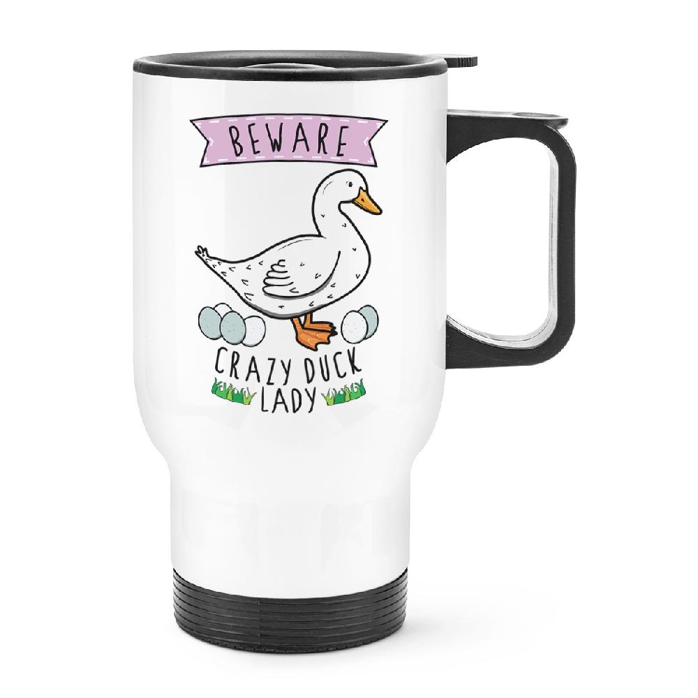 gift base Beware Crazy Duck Lady Travel Mug Cup With Handle