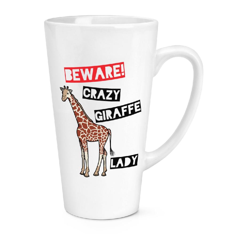 gift base Beware Crazy Giraffe Lady 17oz Large Latte Mug Cup