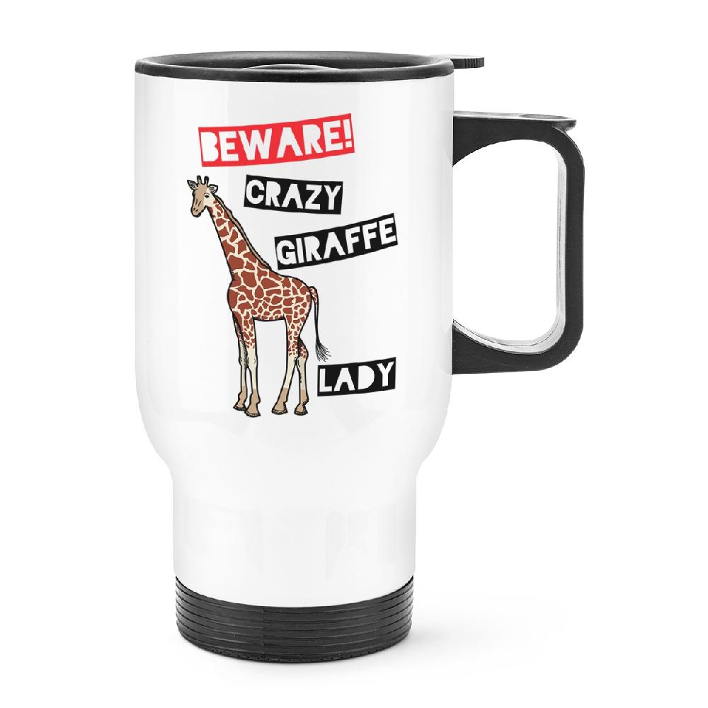 gift base Beware Crazy Giraffe Lady Travel Mug Cup With Handle