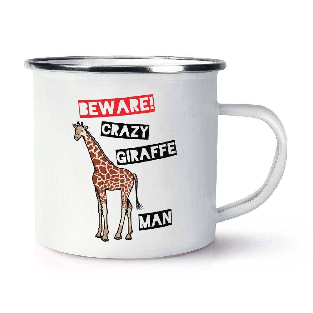 gift base Beware Crazy Giraffe Man Retro Enamel Mug Cup