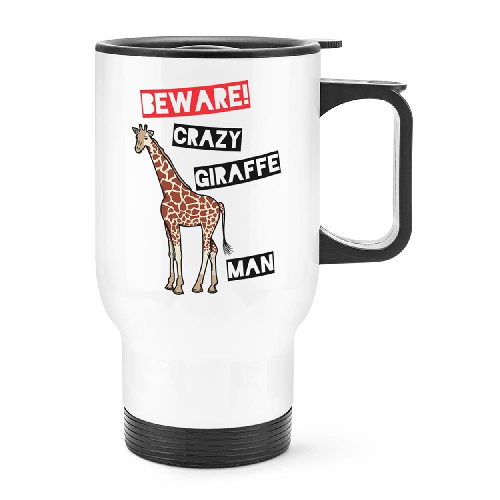gift base Beware Crazy Giraffe Man Travel Mug Cup With Handle