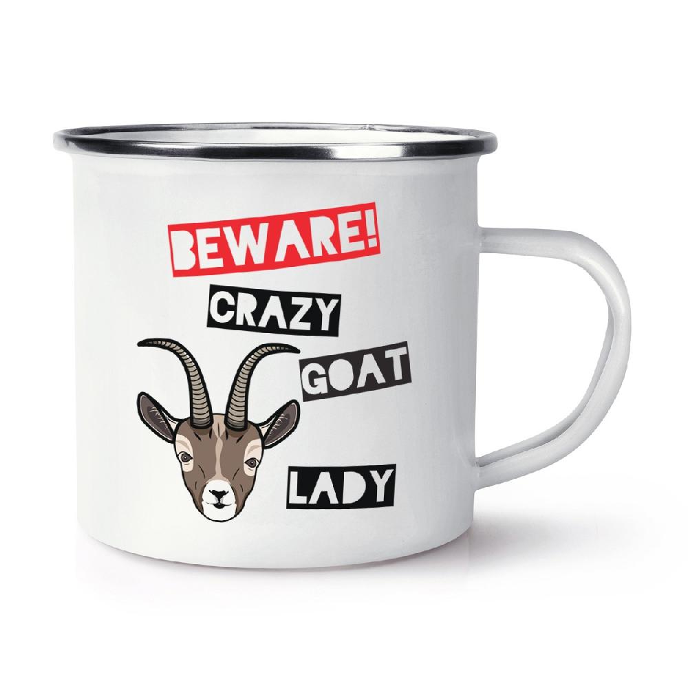 gift base Beware Crazy Goat Lady Retro Enamel Mug Cup