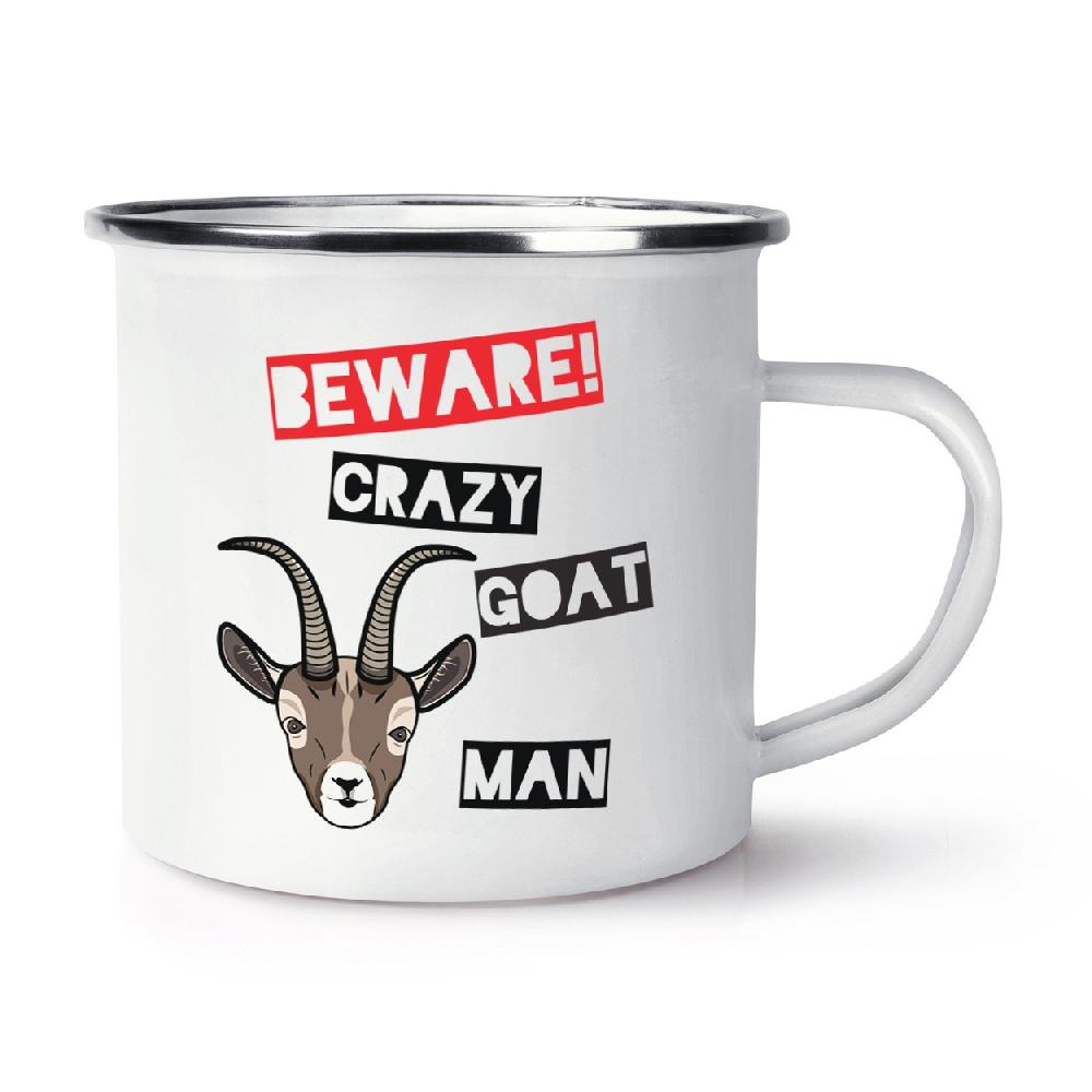 gift base Beware Crazy Goat Man Retro Enamel Mug Cup