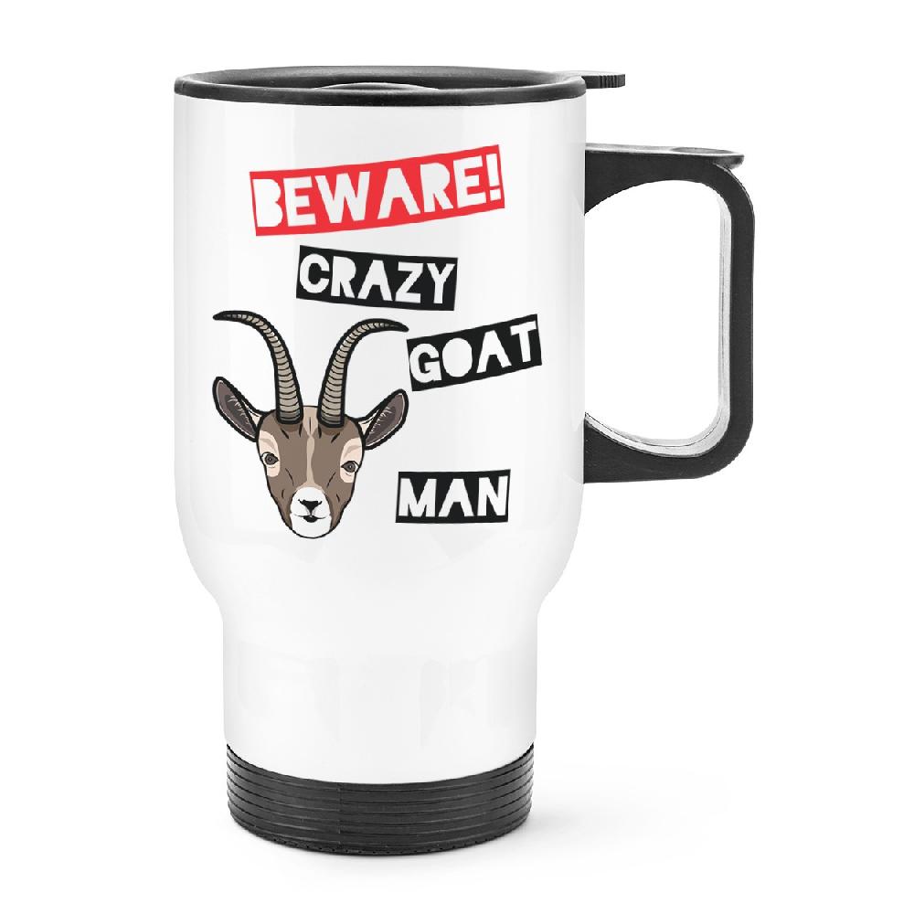 gift base Beware Crazy Goat Man Travel Mug Cup With Handle