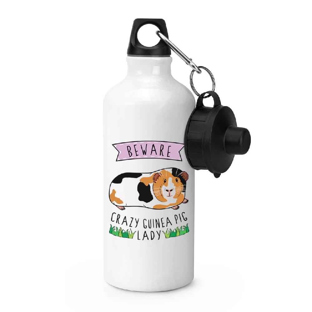 gift base Beware Crazy Guinea Pig Lady Sports Bottle