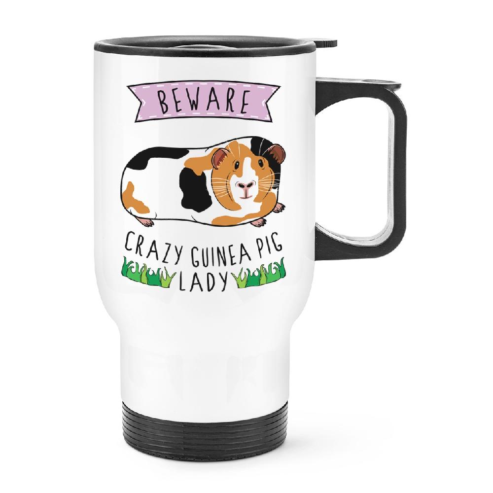 gift base Beware Crazy Guinea Pig Lady Travel Mug Cup With Handle