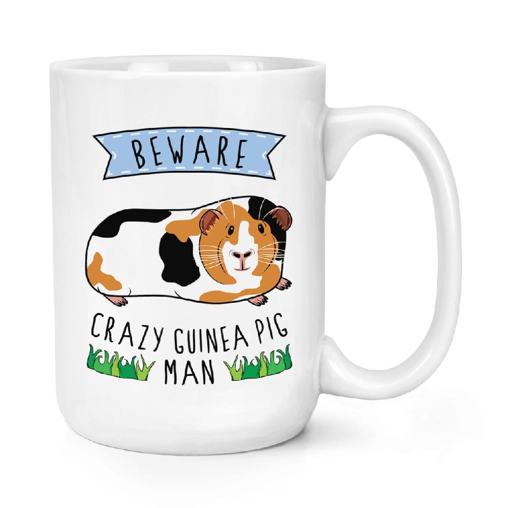 gift base Beware Crazy Guinea Pig Man 15oz Large Mug Cup