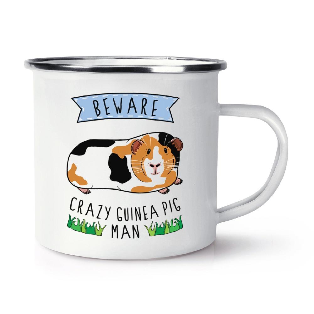 gift base Beware Crazy Guinea Pig Man Retro Enamel Mug Cup