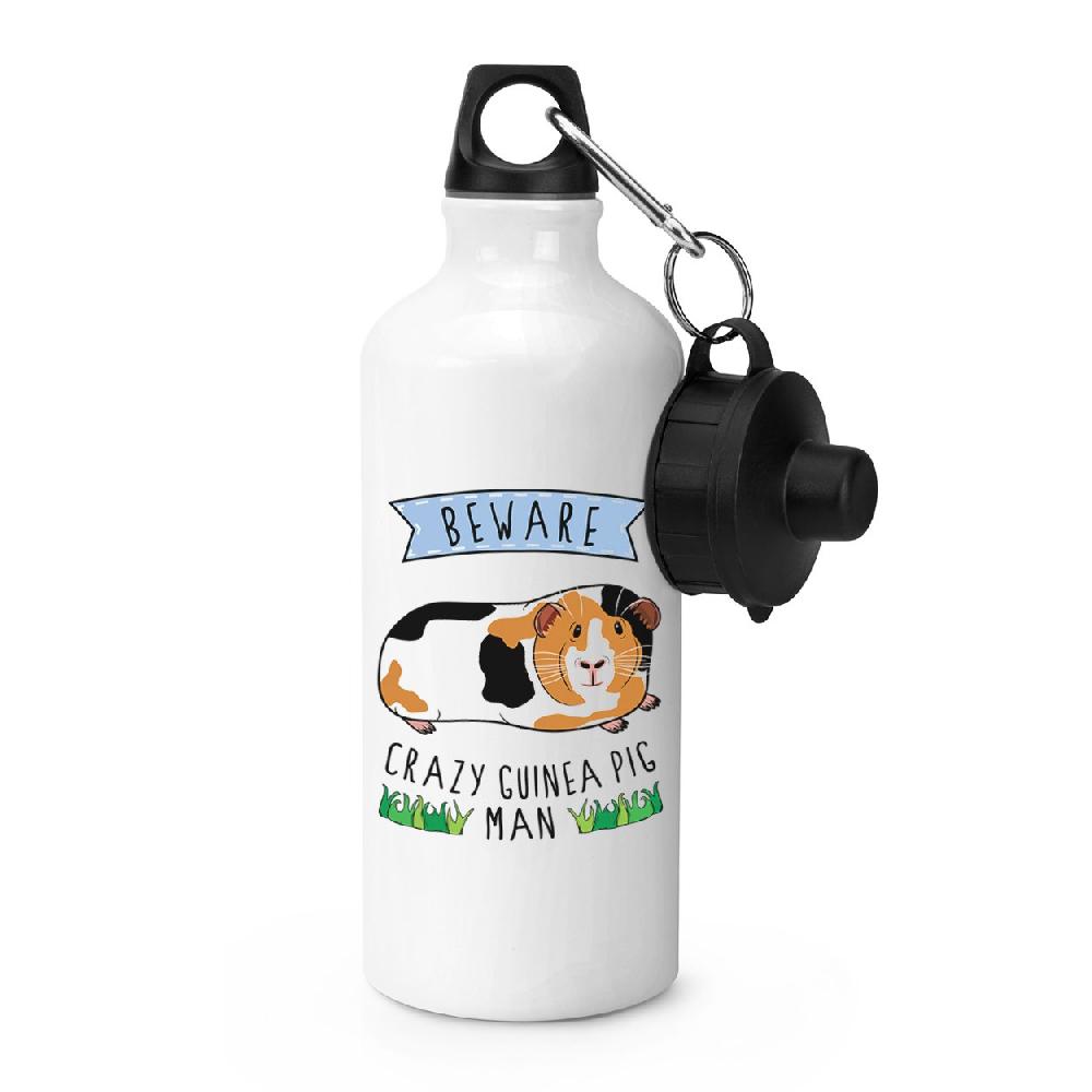 gift base Beware Crazy Guinea Pig Man Sports Bottle