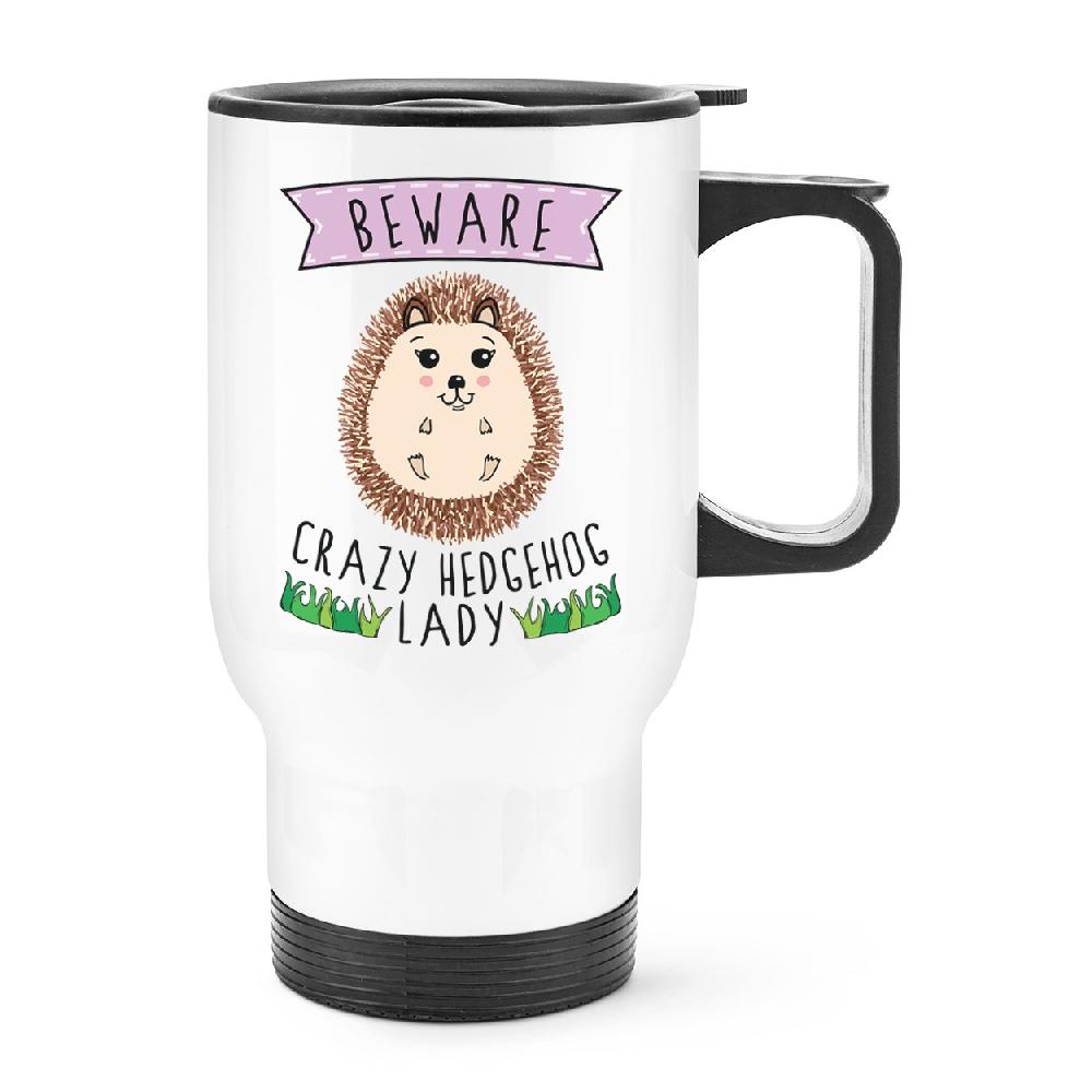 gift base Beware Crazy Hedgehog Lady Travel Mug Cup With Handle
