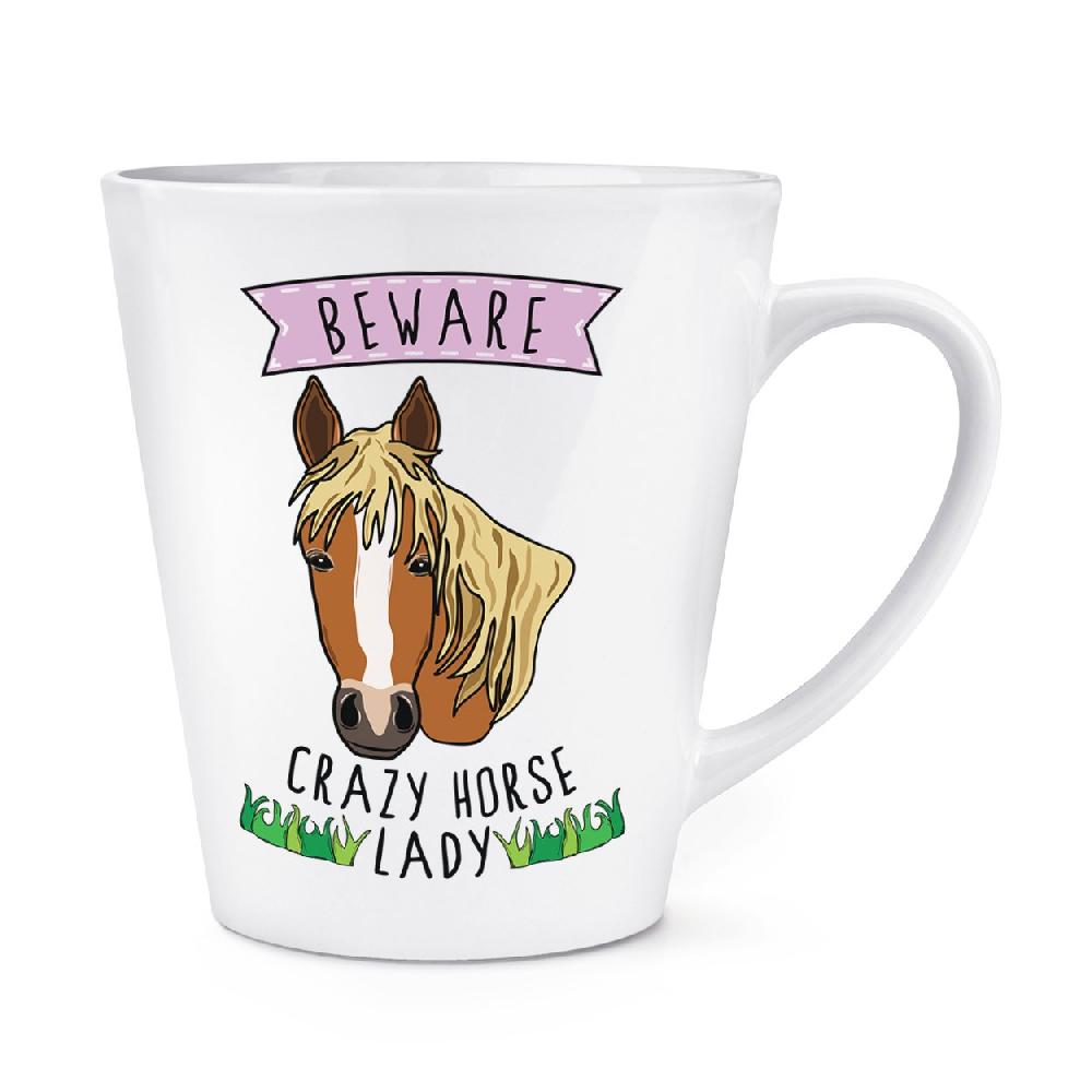 gift base Beware Crazy Horse Lady 12oz Latte Mug Cup
