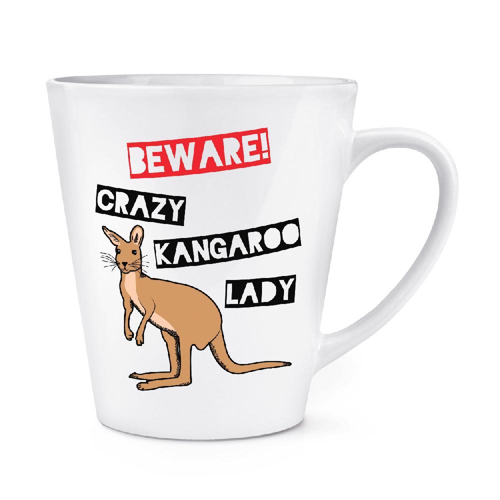gift base Beware Crazy Kangaroo Lady 12oz Latte Mug Cup