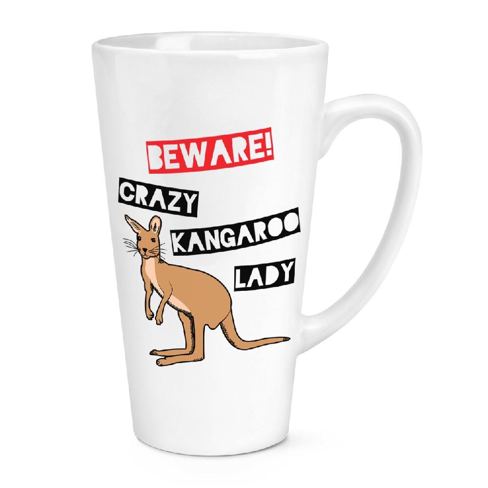 gift base Beware Crazy Kangaroo Lady 17oz Large Latte Mug Cup