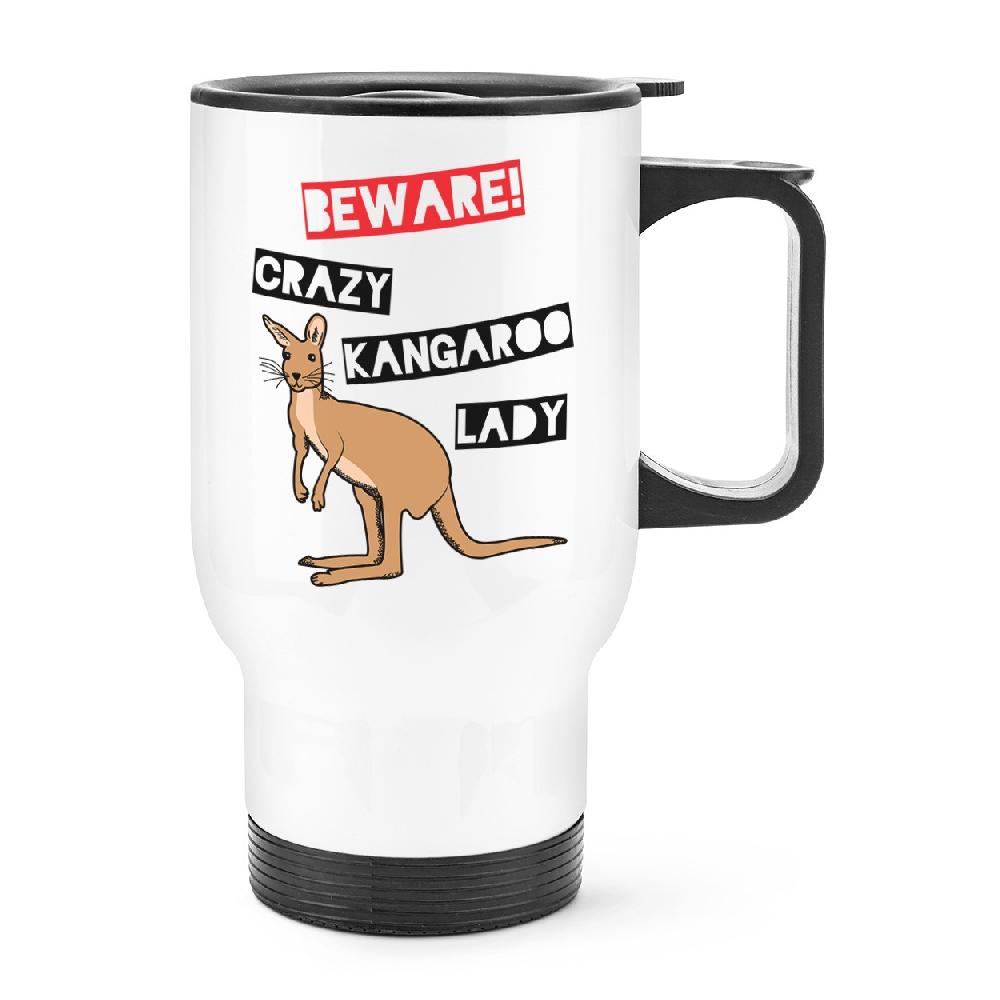 gift base Beware Crazy Kangaroo Lady Travel Mug Cup With Handle