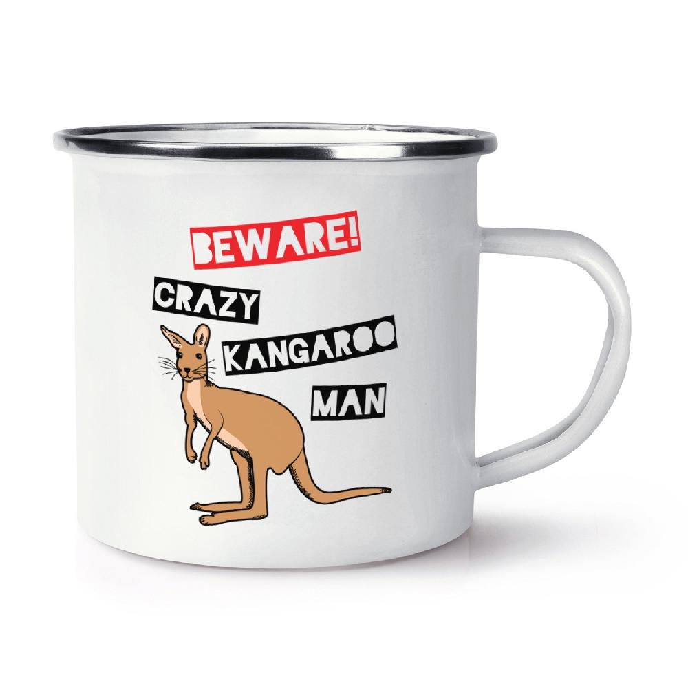 gift base Beware Crazy Kangaroo Man Retro Enamel Mug Cup