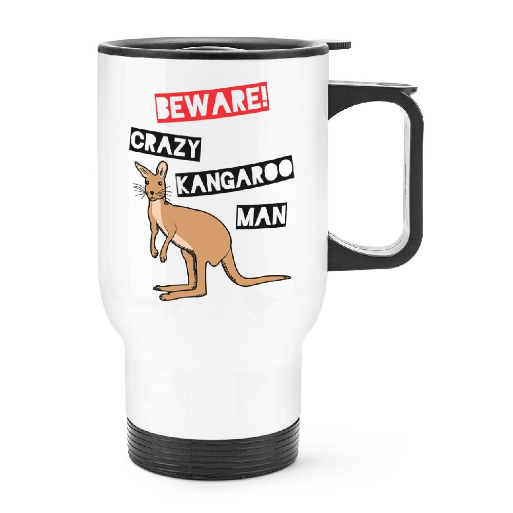 gift base Beware Crazy Kangaroo Man Travel Mug Cup With Handle