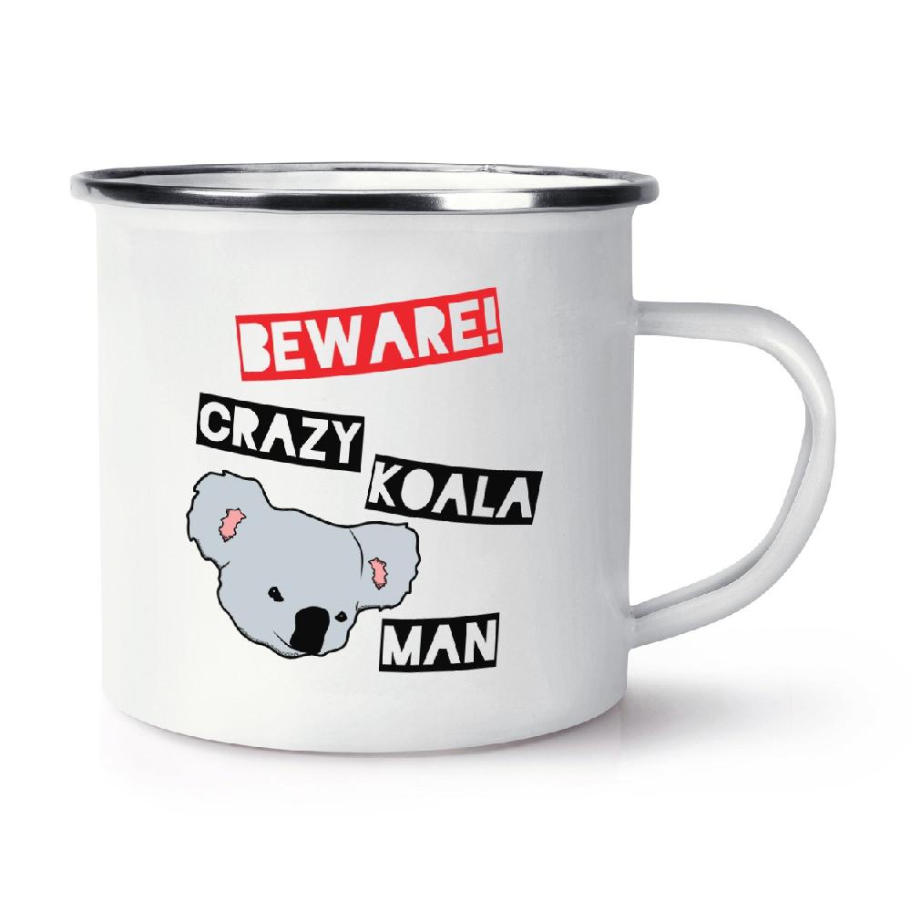 gift base Beware Crazy Koala Man Retro Enamel Mug Cup