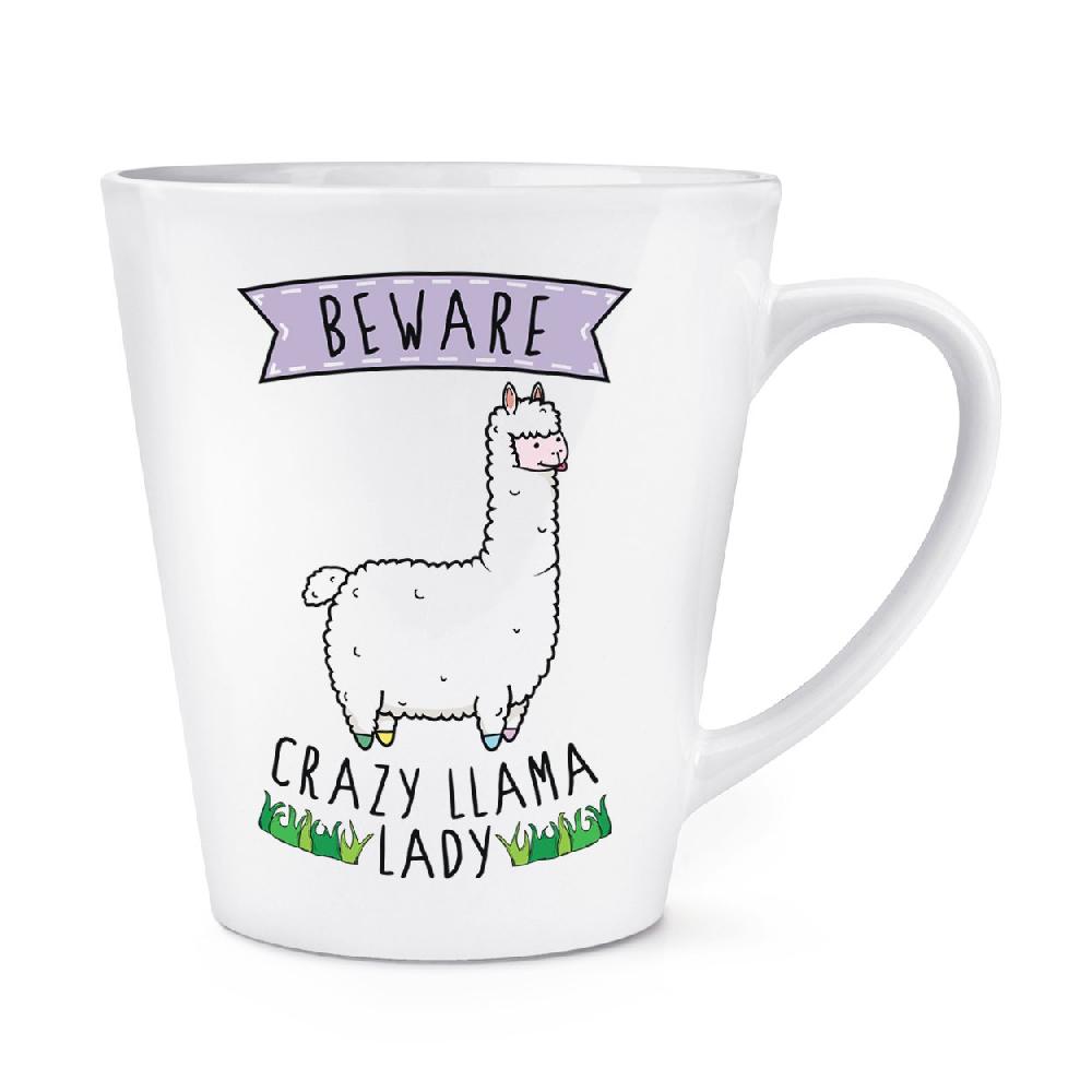 gift base Beware Crazy Llama Lady 12oz Latte Mug Cup