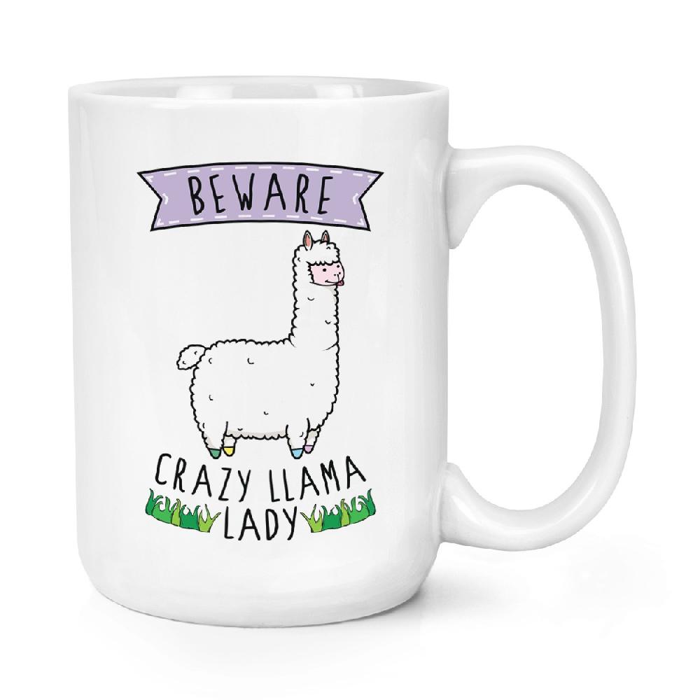 gift base Beware Crazy Llama Lady 15oz Large Mug Cup