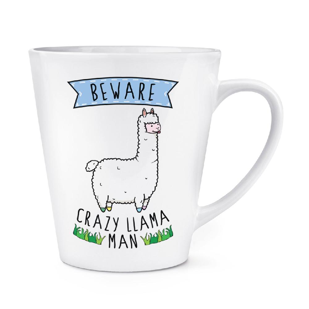 gift base Beware Crazy Llama Man 12oz Latte Mug Cup