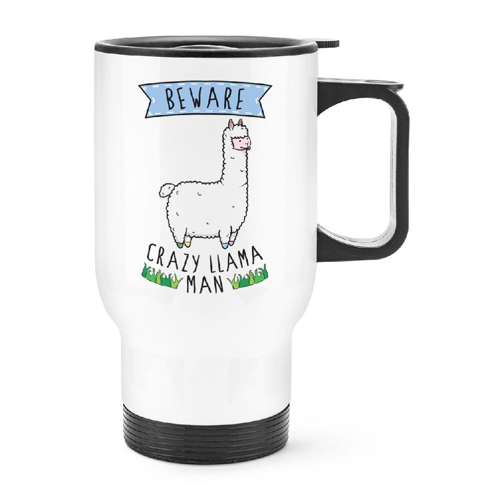 gift base Beware Crazy Llama Man Travel Mug Cup With Handle