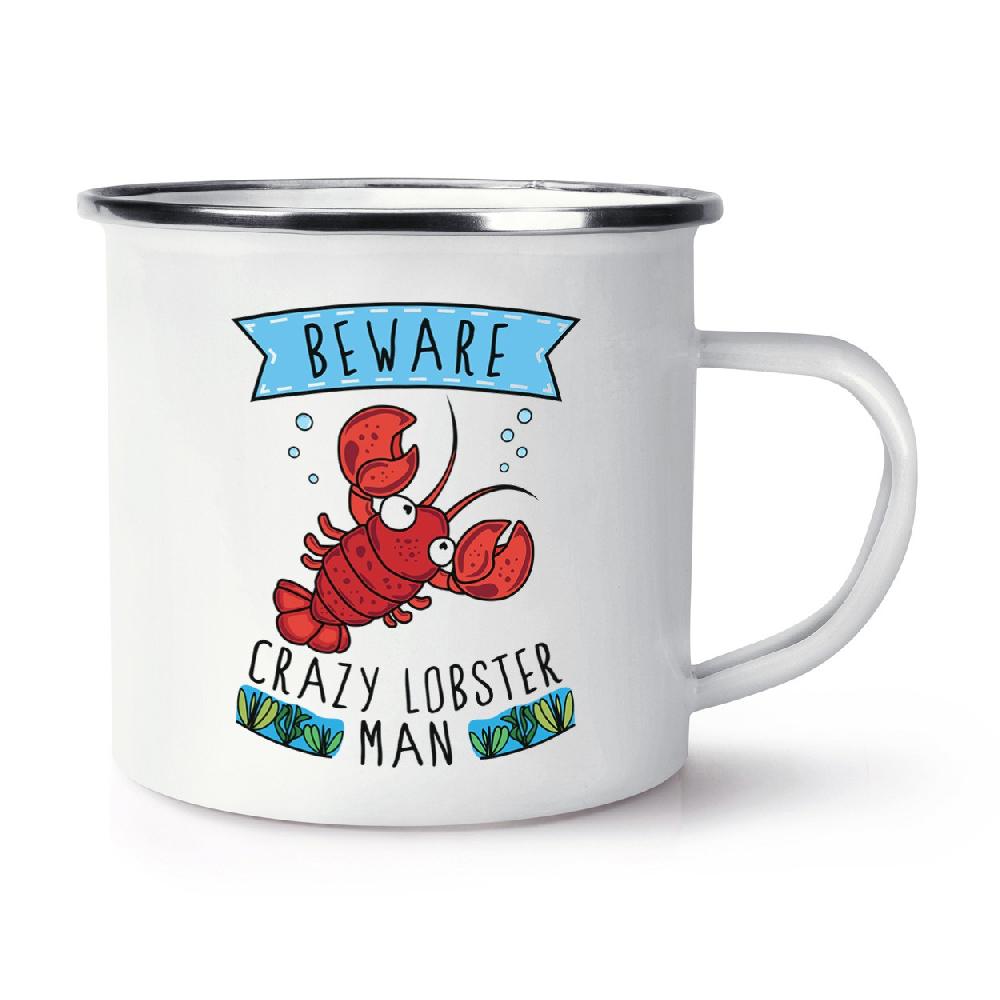 gift base Beware Crazy Lobster Man Retro Enamel Mug Cup