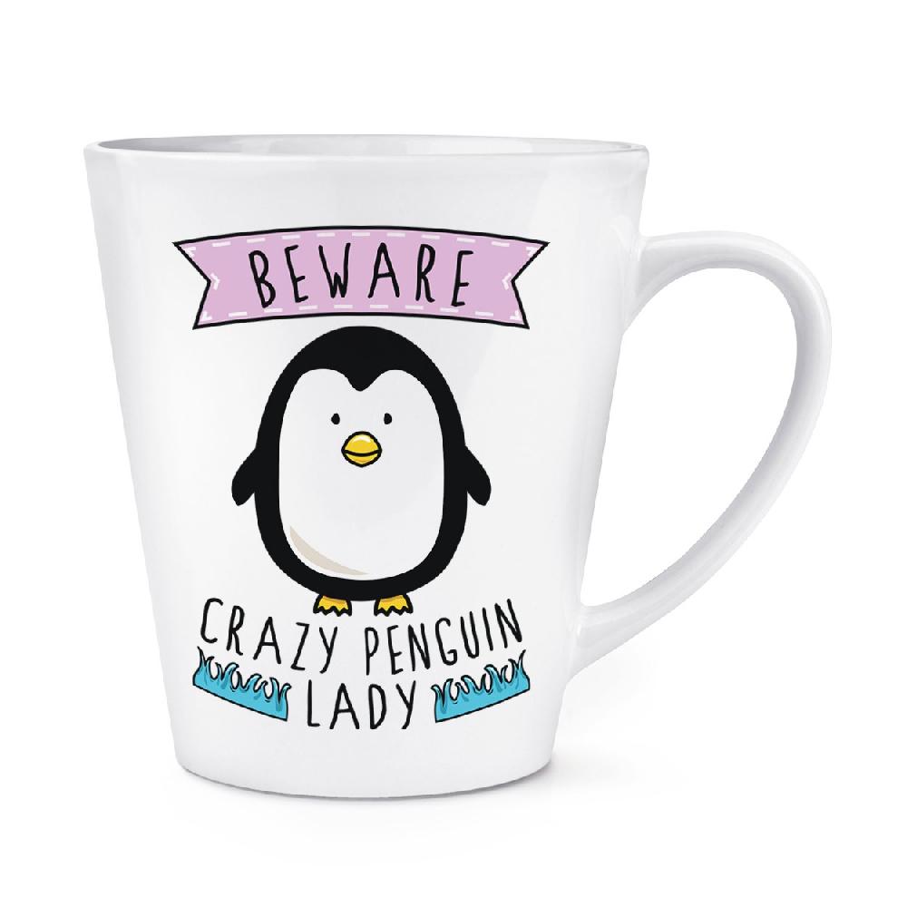 gift base Beware Crazy Penguin Lady 12oz Latte Mug Cup