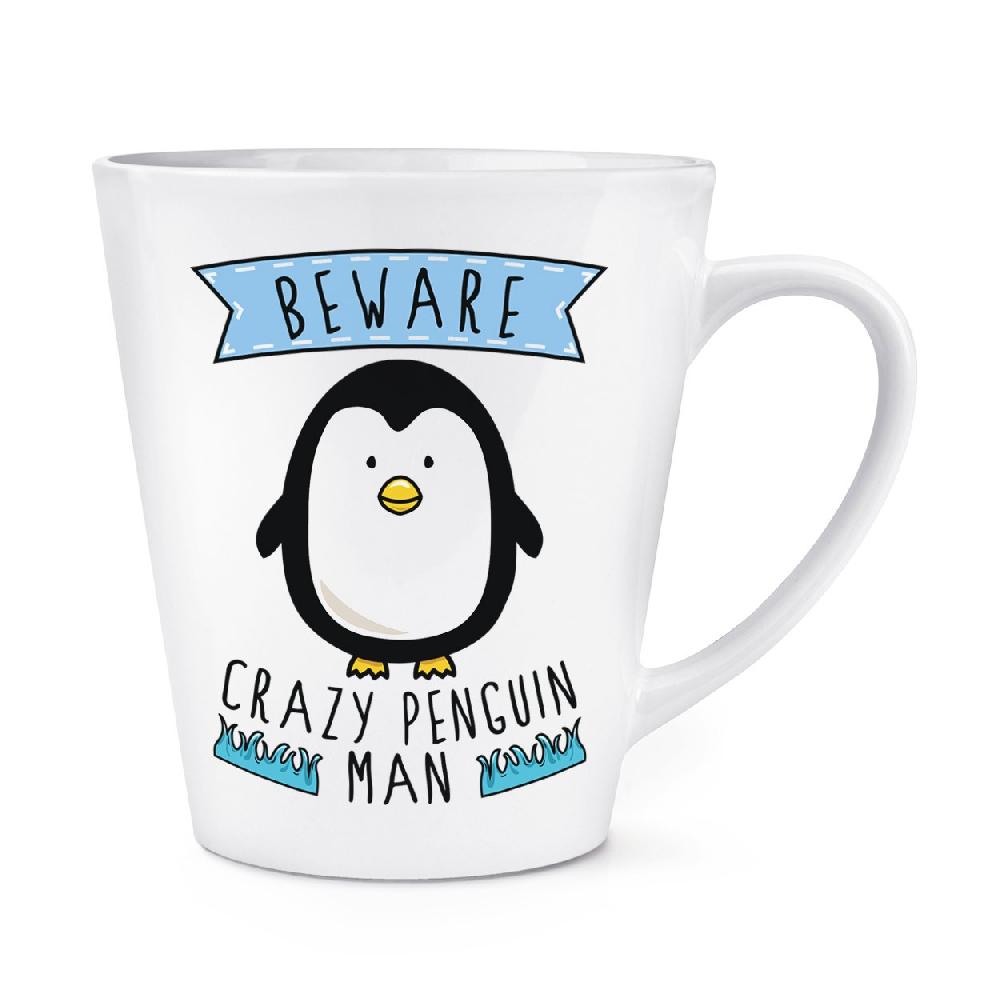 gift base Beware Crazy Penguin Man 12oz Latte Mug Cup