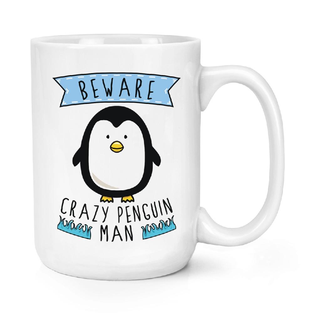 gift base Beware Crazy Penguin Man 15oz Large Mug Cup