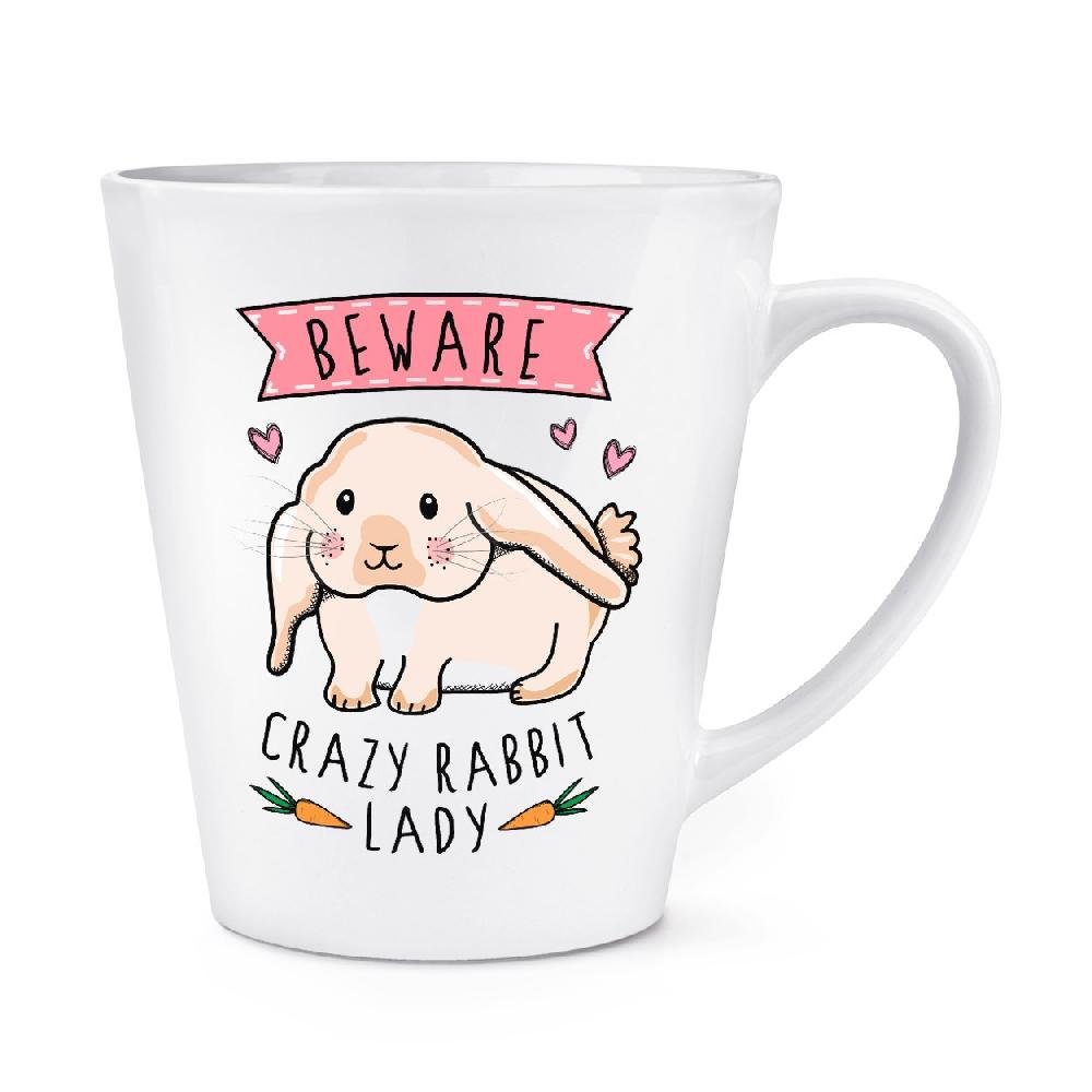 gift base Beware Crazy Rabbit Lady 12oz Latte Mug Cup
