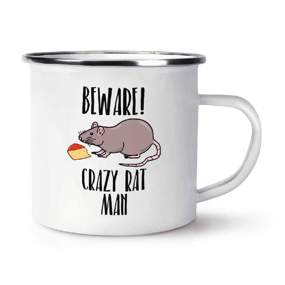 gift base Beware Crazy Rat Man Retro Enamel Mug Cup